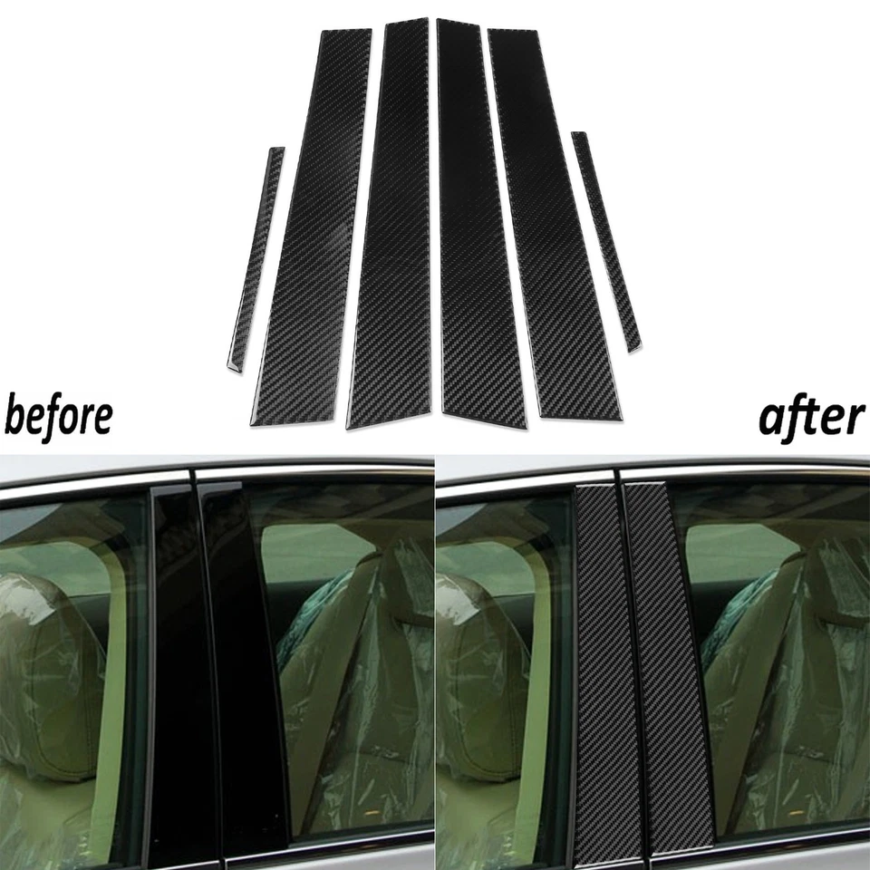 6Pcs Real Carbon Fiber Exterior B-pillar Panel Cover For Lexus ES ES350 2006-12 - Изображение 1 из 4