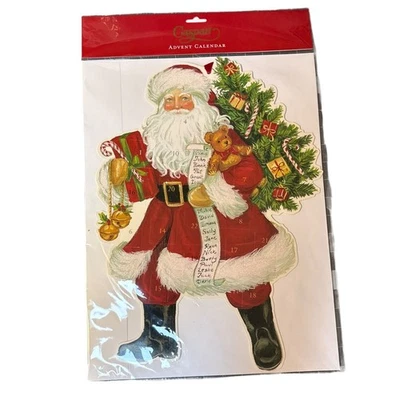 Caspari Santa Claus Advent Calendar Glitter Accents & Classic Christmas Design - Image 1 of 4