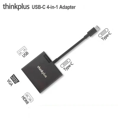Lenovo Thinkplus 4-in-1 USB-C to USB A/C, HDMI 4K, VGA 1080P Hub Adapter - Image 1 of 4