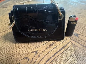 New Like Dreams Signature Infinite Croc Micro Mini Crossbody Handbag Black (N1) - Picture 1 of 6