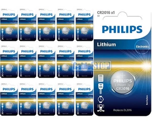 16 x Philips CR2016 3V Lithium Button Battery Coin Cell DL2016 for Car Key Fobs - Picture 1 of 2