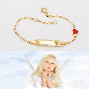 Baby Taufe Armband mit rotem Herz Anhänger Gold 333 mit Gravur Namen und Datum