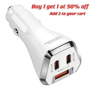 45W QC 3.0 3-Port Quick Charging Adapter Fast Car Charger TypeC PD+USB For Phone - Picture 1 of 21
