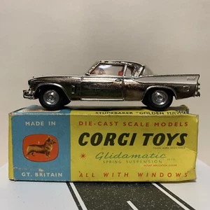 Corgi Toys Studebaker Golden Hawk 211S Gold Chrome - MIB Vintage As-Pictured HTF - Picture 1 of 24