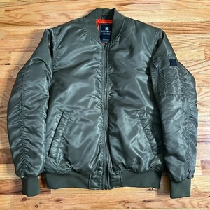 VTG Y2K Southpole MA-1 Bomber Jacket Men M Olive Green Nylon Flight Streetwear - Picture 1 of 5