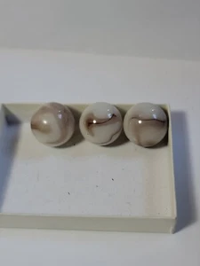 Vintage White & Brown Glass Swirl shooters !Great Looking shooters. - Picture 1 of 3