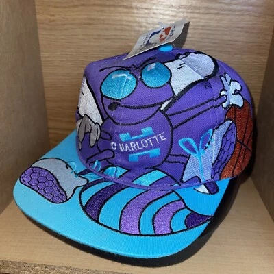 Vintage Rare Charlotte Hornets Bootleg Big Logo Basketball Sports Hat Snapback - Image 1 of 4
