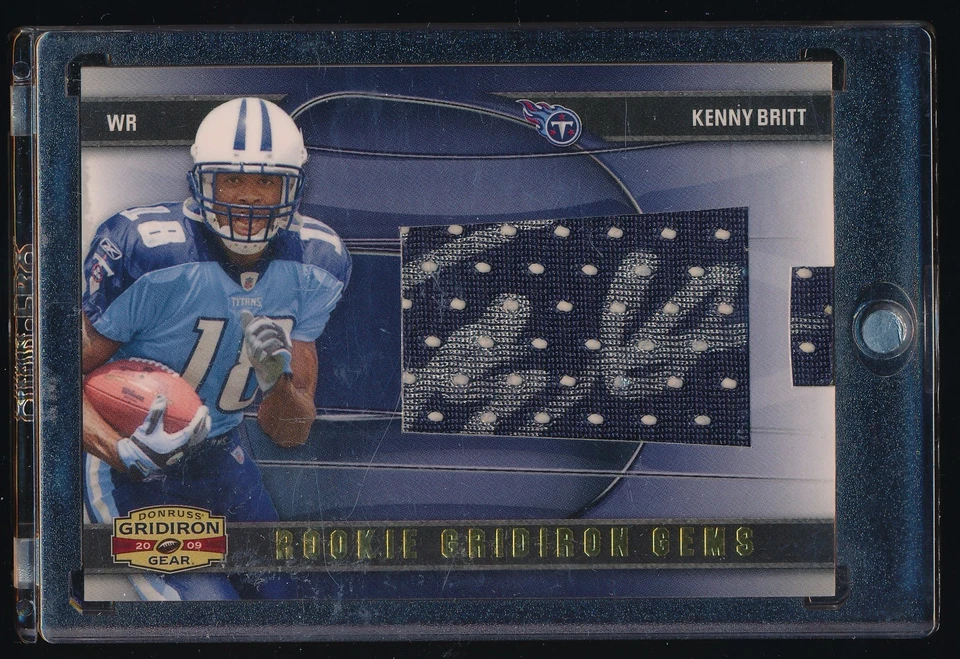 KENNY BRITT 2009 DONRUSS GRIDIRON GEAR JERSEY RC AUTO 005/100 *TENNESSEE TITANS* - Image 1 of 1