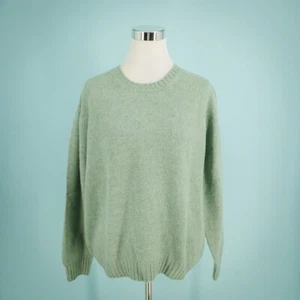Orvis Gr. Large L mintgrün schwerer grober Rundhals Langarm Wollpullover - Bild 1 von 5