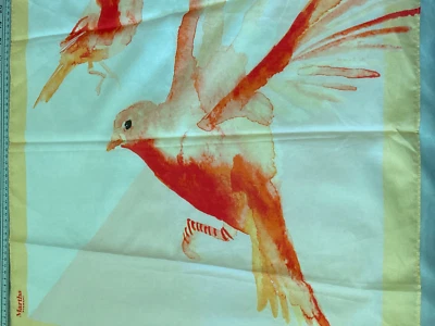 100% хлопок Марта Стюарт квадратный шарф оранжевый желтый птицы картина природы - Изображение 1 из 4