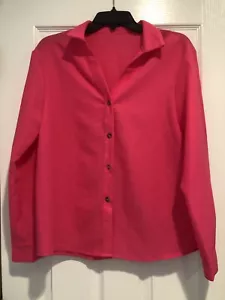 Women’s Hot Pink Button Down Blouse By Shein Size Medium - Picture 1 of 5