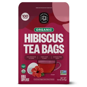 Organic Hibiscus Tea, 100 Count, Eco-Conscious Tea Bags, Caffeine Free, Packagin - Picture 1 of 12