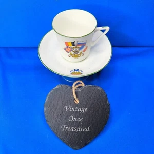 1919 End of WWI * PEACE and FREEDOM Tea Cup & Saucer * Heathcote China VGC - Picture 1 of 13