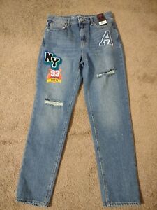 NoBo Women's Mom Jeans High-Rise Destructed Ripped Medium Wash Sz 7 NY Accent ✓