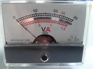 INSTRUMENTO COMBINADO DE MONTAJE 30V+1,5A B60xL46 MONACOR PM-2 vintage histórico nº 27 - Imagen 1 de 2