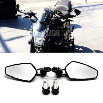 Espejos retrovisores negros de extremo de manillar para motocicleta de 7/8" para Kawasaki ER-6F ER 6N Foto 1 de 4