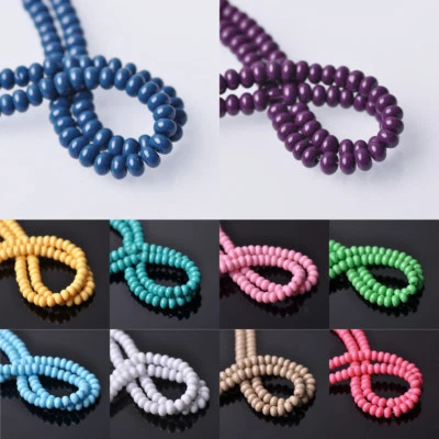 100pcs 6X4mm Rondelle Lacquer Color Coated Glass Loose Spacer Beads Findings - Image 1 of 2