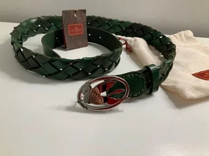 CINTURA PELLE INTRECCIATA VERDE FIBBIA ETRO PEGASUS 100% AUTENTICA TG 42(105) NUOVA ITALIA - Foto 1 di 11