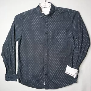 International Report Button Shirt Mens Medium Black Flip Cuff Geometric AOP Club - Picture 1 of 15