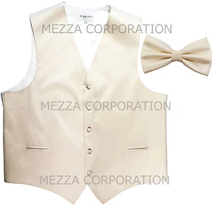 New Men's Vesuvio Napoli Tuxedo Vest Waistcoat Bowtie prom wedding party Ivory - Picture 1 of 3