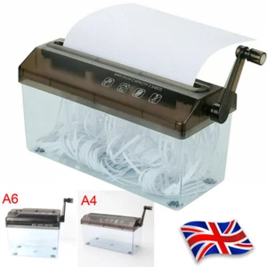 Portable A6 A4 Paper Hand Electric Shredder Manual Straight Cut Home Office UK~ - Picture 1 of 12