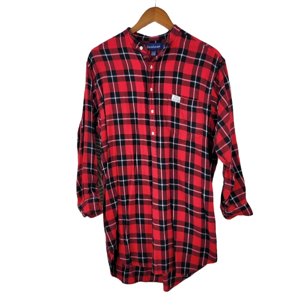Vintage Ralph Lauren Flannel Nightgown size Small Red Plaid warm Night Shirt - Image 1 of 4