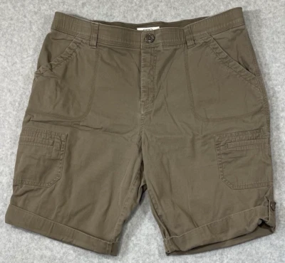 Shorts Cato Feminino Tamanho 10 Marrom Cargo Clássico Bolsos Bainha Ajustável Botão com Zíper - Imagem 1 de 4