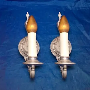 pair quality antique nickel over brass sconces Rewired Candle Sconces 20J - Picture 1 of 4