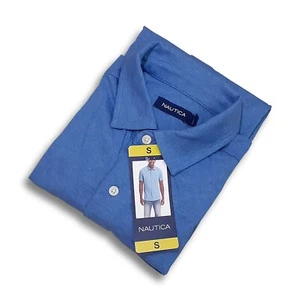 Nautica sz:S Mens Short Sleeve Polo Golf T-Shirt 100%Cotton Button down Top Blue - Picture 1 of 5