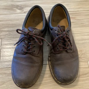 Dr Martens Oxford Shoes Mens Size 10 Brown Leather Slip Resistant Soft Toe 4 Eye - Picture 1 of 16