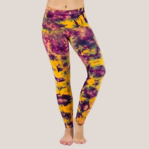 Neu mit Etikett Wüstenblumen Batik Yoga Leggings gelb lila eisgefärbte Hose | Gr. S - Bild 1 von 3
