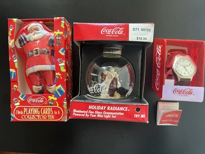 Reloj de pulsera Coca Cola coleccionables adorno de Navidad Santa hojalata tarjetas de juego Foto 1 de 4