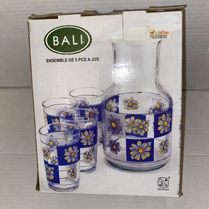 Bali New In Box 5 Pc. Juice Set Blue /Daiseys - Picture 1 of 7