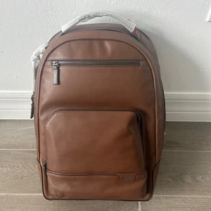 Tumi Harrison Warren 17.0" Leather Laptop Backpack Cognac Brown - Brand New!! - Picture 1 of 9