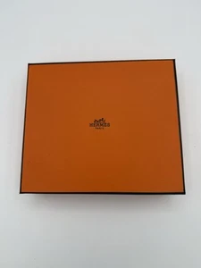 Authentic Hermes Orange Storage Gift Box W/Ribbon 7.75x7.75x1.75 Small Square - Picture 1 of 8