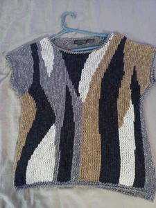Renee Tener for Jeanne Pierre womans s geometric hand knit sweater linen blend - Picture 1 of 5
