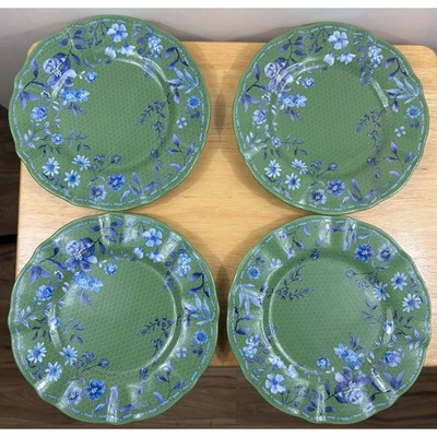 Juego de platos de gres Southern Living x Dillard's/4 verde azul floral festoneado Foto 1 de 4