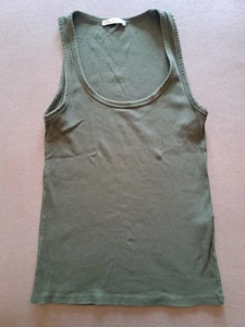 ZARA Top Donna Verde Canotta Cotone Casual (IT 42, EU 38) - Foto 1 di 3