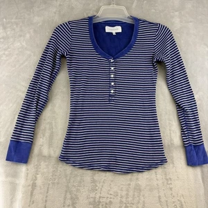 Pigiama termico Victoria's Secret set donna piccolo blu righe Henley lungo Johns - Foto 1 di 20