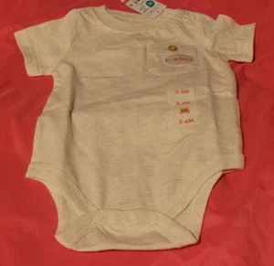 NWT Garanimals boys 3-6 months tan one-piece romper with snaps & chest pocket - Picture 1 of 1