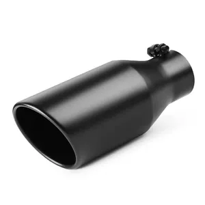 Black Diesel Exhaust Tip Stainless Steel Angle Cut 3" Inlet 5" Outlet 12" Long - Foto 1 di 8