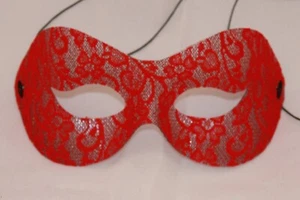 Masquerade Ball Mask Red Lace Fancy Dress Costume  Box of 50 - Picture 1 of 5