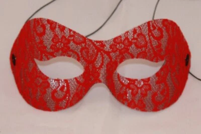 Masquerade Ball Mask Red Lace Fancy Dress Costume  Box of 50 - Image 1 of 4