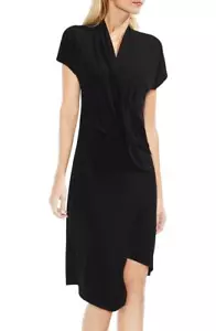 $349 Vince Camuto Women'S Black V-Neck Stretch Short-Sleeve Casual Dress Size S - Picture 1 of 4