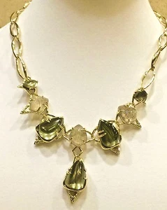 NWOT ALEXIS BITTAR Miss Havisham Moonstone Pyrite Doublet Link Necklace  - Picture 1 of 5