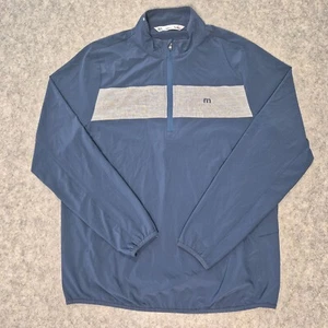 Travis Mathew Jacket Mens Large Blue Quarter 1/4 Zip Stretch Golf Pullover Mock - Picture 1 of 14