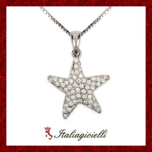 Collana Stella Marina Pavè Donna in Argento 925 rodiato Oro Bianco - Foto 1 di 5