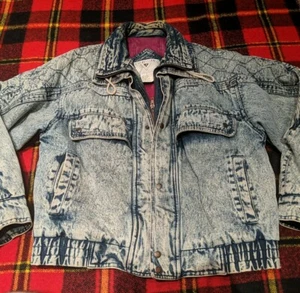 Vintage Rare 80s Expression Street Wise Distressed Denim Big Jacket Size M - Bild 1 von 7