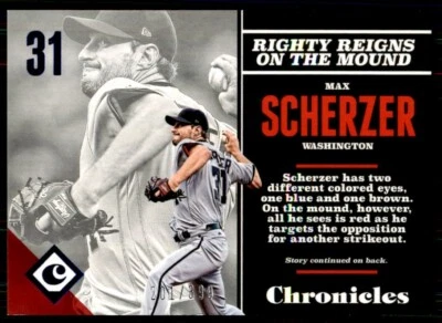2017 Panini Chronicles Blue Max Scherzer /399 Washington Nationals #28 Parallel - Image 1 of 2