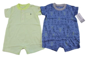 Carter's Nautical Anchor Summer Shorts Romper 2pk Baby Boys Size 3M 3 Months NWT - Picture 1 of 4
